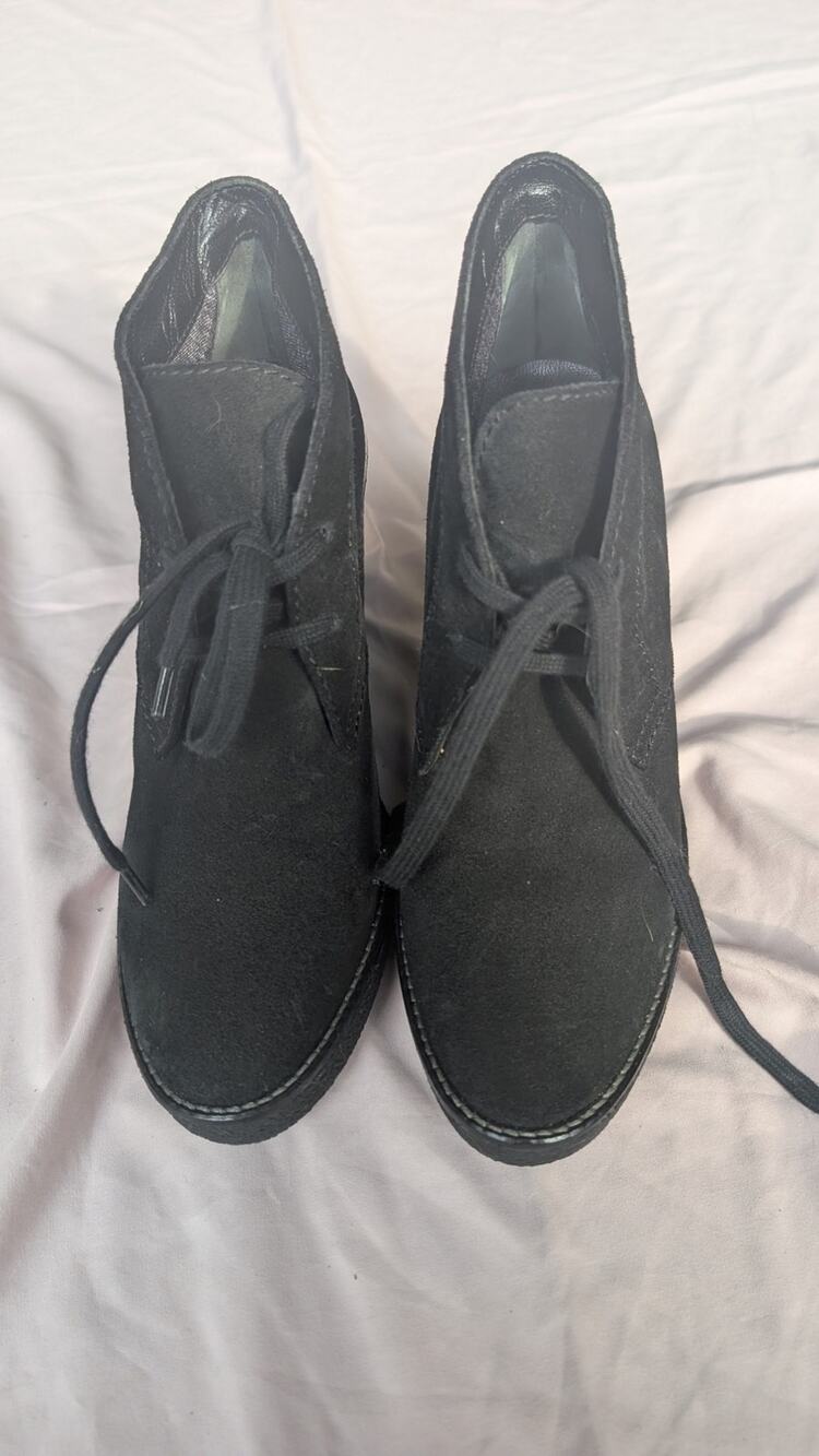 Aquatalia Black Suede Wedge Ankle Booties / Booties
